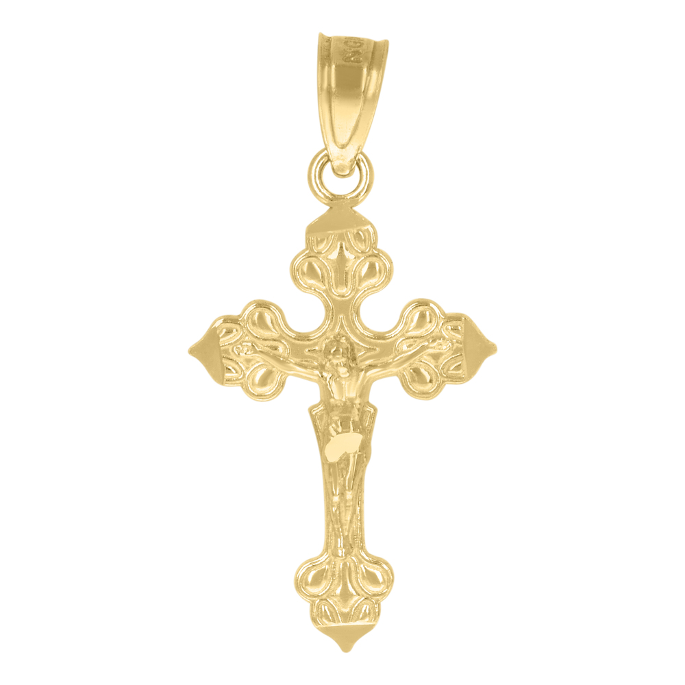 10kt 10k Yellow Gold Unisex Crucifix Cross Religious Charm Pendant